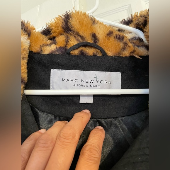 MARC NEW YORK faux fur leopard print vest Sz L - Picture 2 of 8